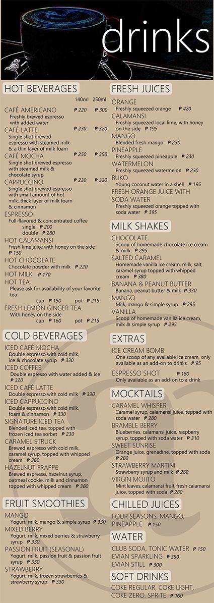 Drinks menu 2025-1 Drinks menu at Atmosphere Resort 1 of 2