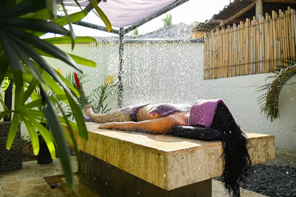 Horizontal vichy shower Vichy shower at the Sanctuary Spa