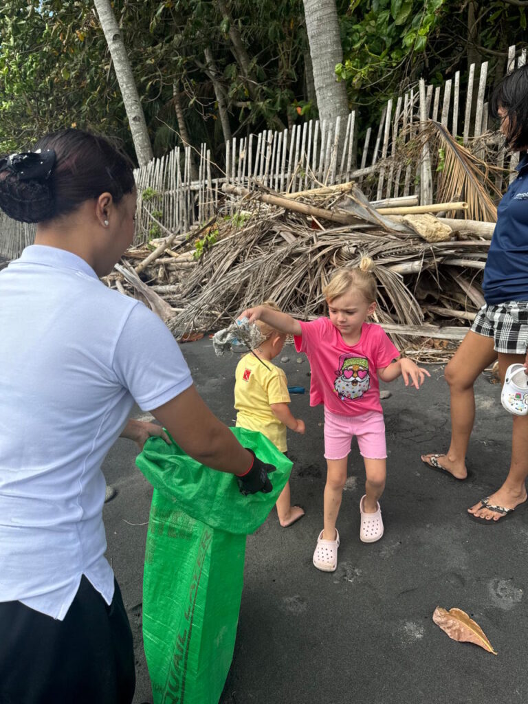 Kids clean up at the beach